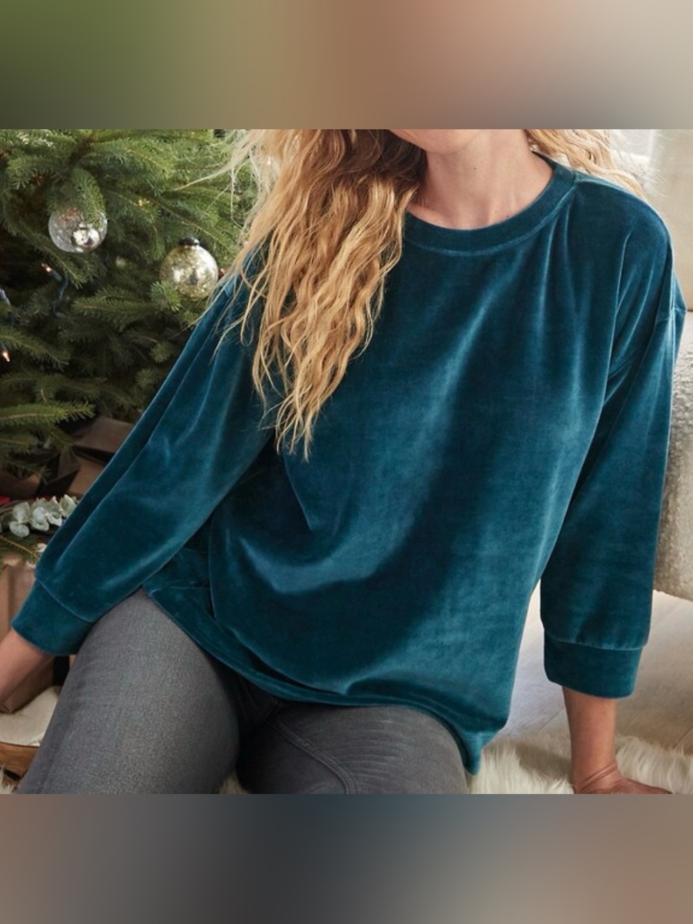 Garnet Hill Moonrise Velour Pullover